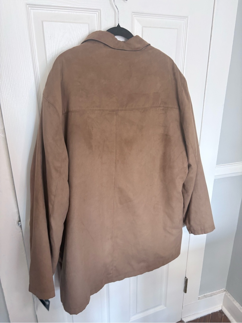 Calvin Klein Faux Suede Water Repellent Car Coat Wool Lined Tan 46 Long NWT - Picture 7 of 9